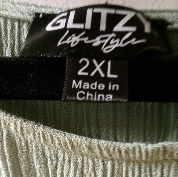 Women's Baby Doll Blouse in a celery green color from Glitzy Girl - Picture 2 of 2